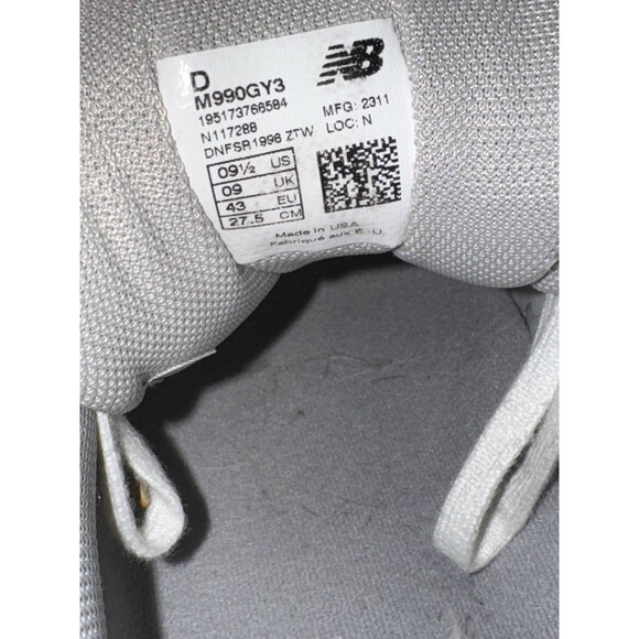 Size 9.5 - New Balance 990v3 Made in USA Grey - Picture 7 of 8
